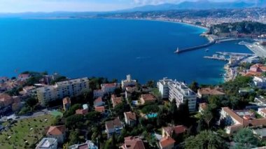 Güzel şehir, liman, Akdeniz ve Fransa 4k limanda hava hyperlapse