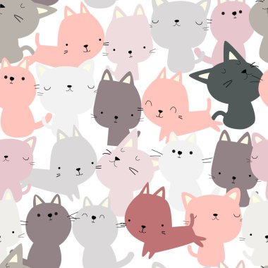 Sevimli çizgi bebek kitty cat seamless modeli