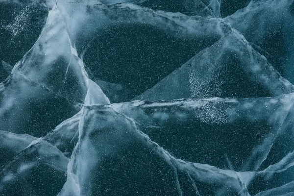 Структура Льда Крупным Планом Замерзшее Байкальское Озеро Сибири Прекрасный Треснувший — стоковое фото