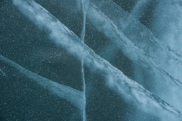 Struttura Del Ghiaccio Primo Piano Lago Baikal Congelato Siberia Bellissimo — Foto Stock