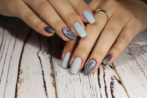 Beautiful Manicure Gray Pattern — Stock Photo, Image