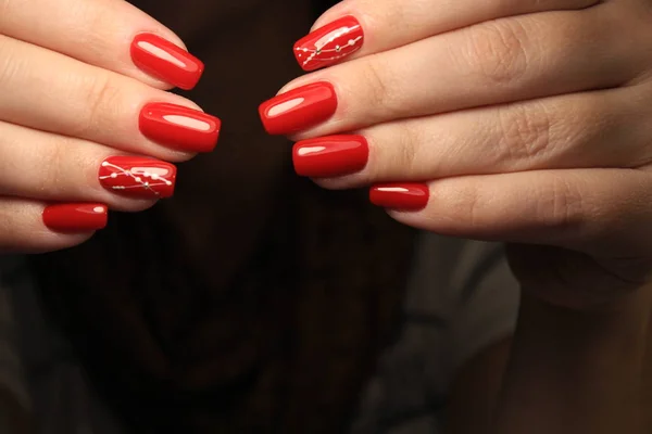 Sexy Paznokci Manicure Piękne Kobiece Dłonie — Zdjęcie stockowe