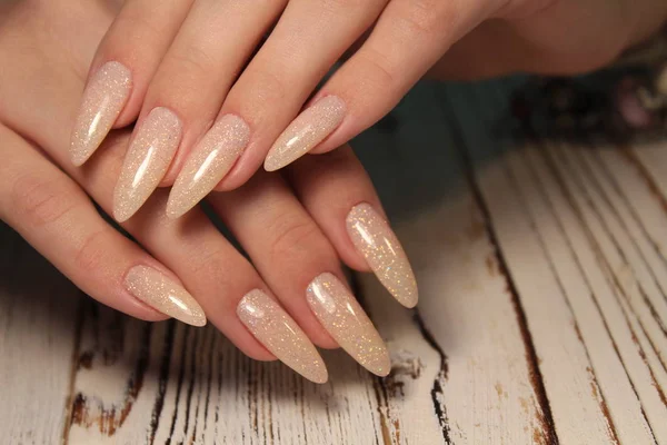 Sexy Nail Manicure Mooie Vrouwelijke Handen — Stockfoto