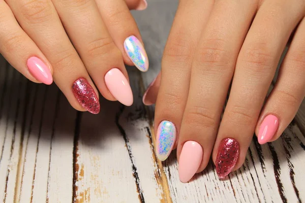 Mooie Nail Art Manicure Achtergrond Van Een Modieuze Textuur — Stockfoto