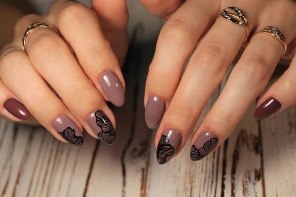 Glamoureuze Manicure Ontwerp Mooie Lange Nagels — Stockfoto