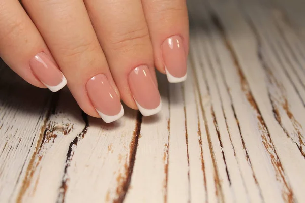 Piękny Manicure Francuski Tle Modny Tekstury — Zdjęcie stockowe