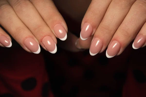 Piękny Manicure Francuski Tle Modny Tekstury — Zdjęcie stockowe