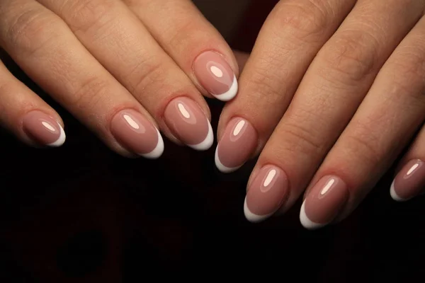 Sexy Frans Manicure Lange Mooie Nagels — Stockfoto