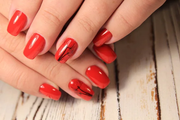 Prachtige Gel Lak Manicure Een Gestructureerde Trendy Achtergrond — Stockfoto