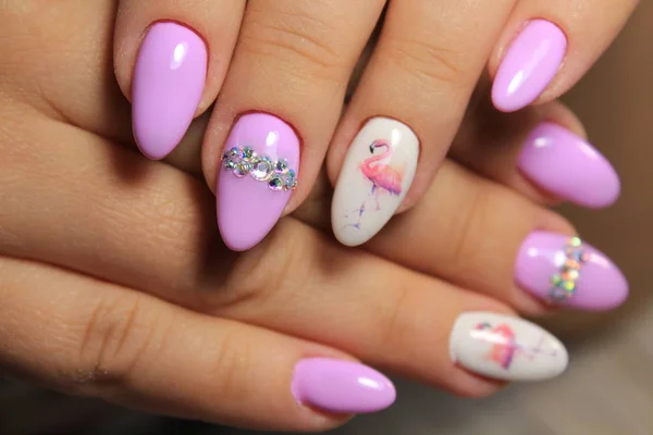 Glamoureuze Roze Manicure Mooie Vrouwelijke Handen — Stockfoto