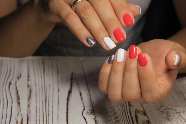 Manicure Vermelho Elegante Fundo Bela Textura — Fotografia de Stock