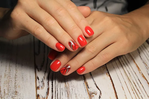 Glamoureuze Manicure Van Nagels Mooie Vrouwelijke Handen — Stockfoto