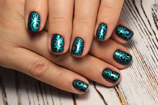 Glamoureuze Manicure Van Nagels Mooie Vrouwelijke Handen — Stockfoto