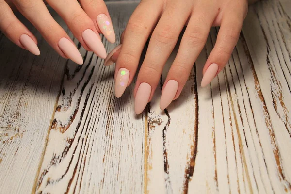 Piękny Żel Manicure Lakier Teksturowanej Tło Modny — Zdjęcie stockowe