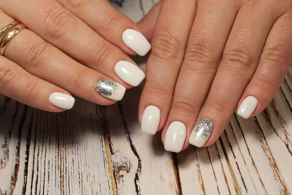 Unhas Manicure Moda Fundo Textural Branco — Fotografia de Stock