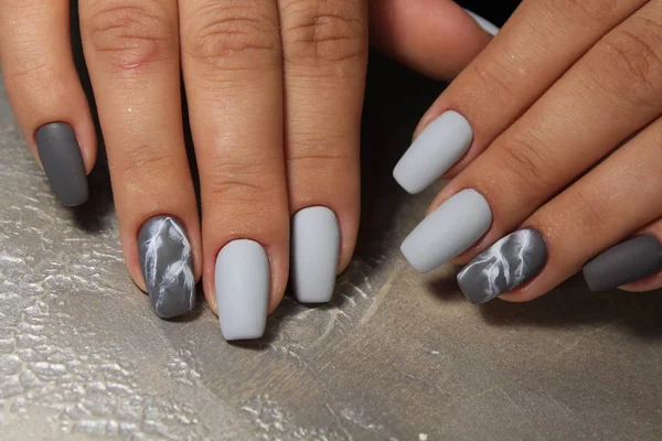 Hermosa Manicura Moda Con Diseño Uñas Largas — Foto de Stock