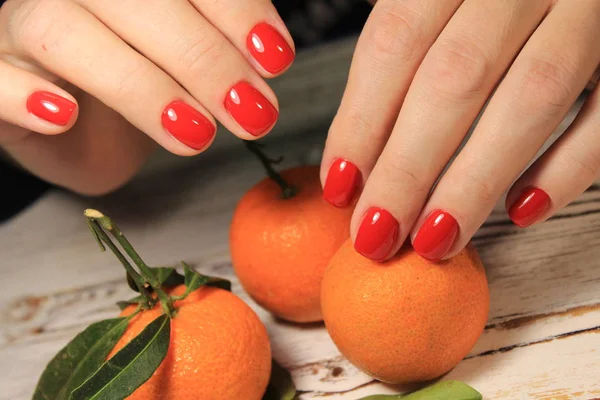 Long Red Nails Beautiful Fashionable Design — Stock Photo, Image