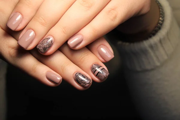 Sexy Różowy Manicure Modny Tło Zakole — Zdjęcie stockowe