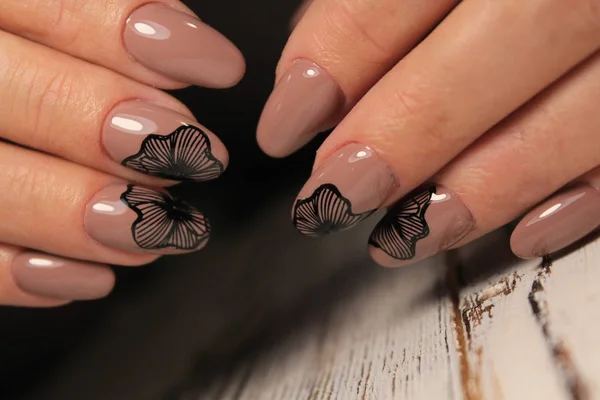 Piękne Paznokcie Manicure Modny Design Paznokciach — Zdjęcie stockowe