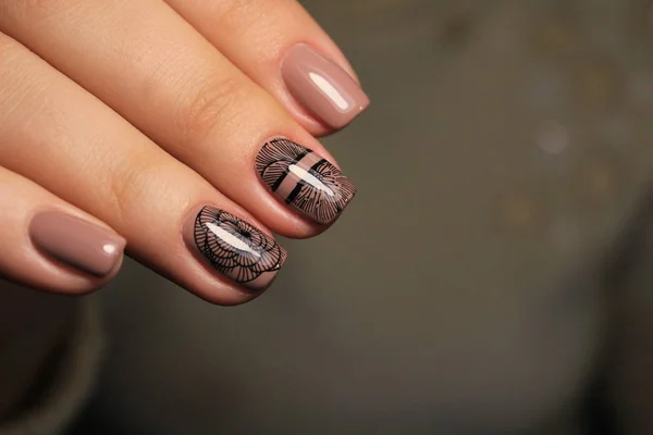 Mooie Nagels Manicure Met Een Modieus Ontwerp Nagels — Stockfoto