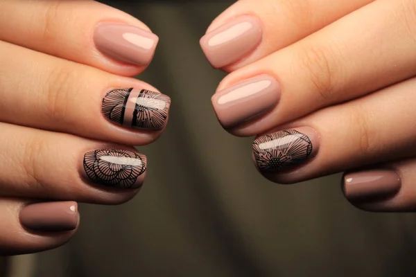 Long Nails Manicure Beautiful Fashionable Design — Stock Photo, Image