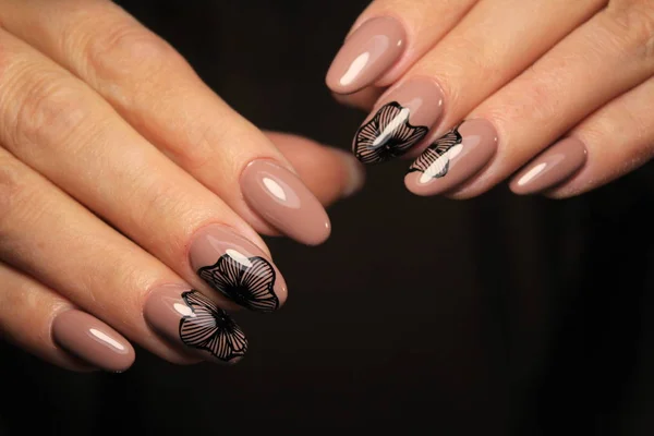 Glamoureuze Manicure Nagels Mooie Vrouwelijke Handen — Stockfoto