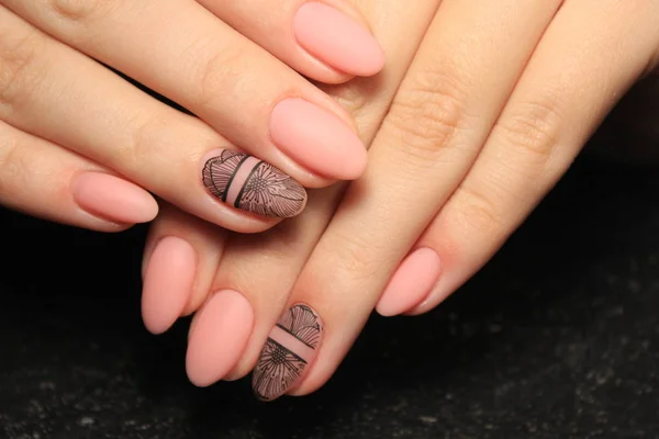 Mooie Nagels Manicure Met Een Modieus Ontwerp Nagels — Stockfoto