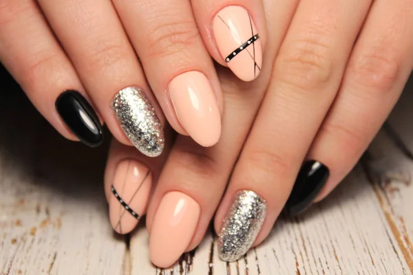 Bellissimo Design Manicure Uno Sfondo Elegante — Foto Stock