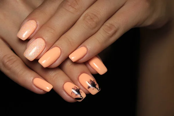 Glamorous Bright Manicure Long Beautiful Nails — Stock Photo, Image