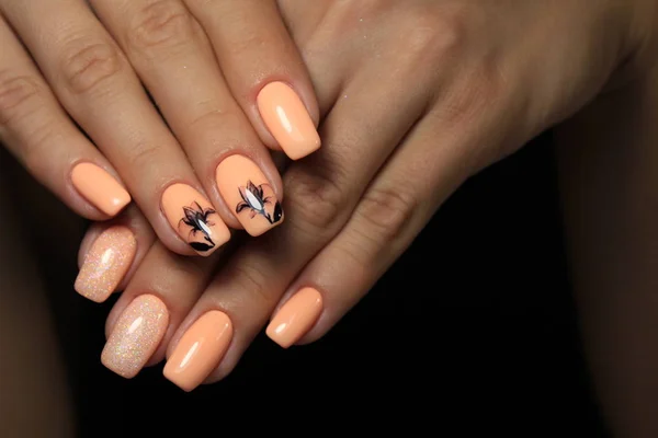 Beautiful Pink Manicure Nails Background Fashionable Texture — Stock Photo, Image