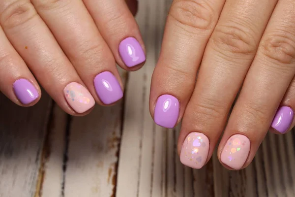 Glamoureuze Roze Manicure Mooie Vrouwelijke Handen — Stockfoto
