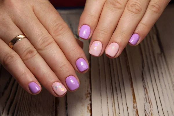 Stylish Pink Manicure Design Beautiful Hands — Stock Photo, Image