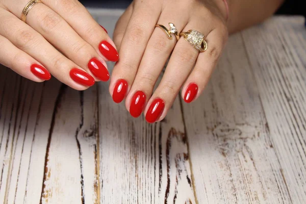 Fashionable Red Manicure White Textural Background — Stock Photo, Image