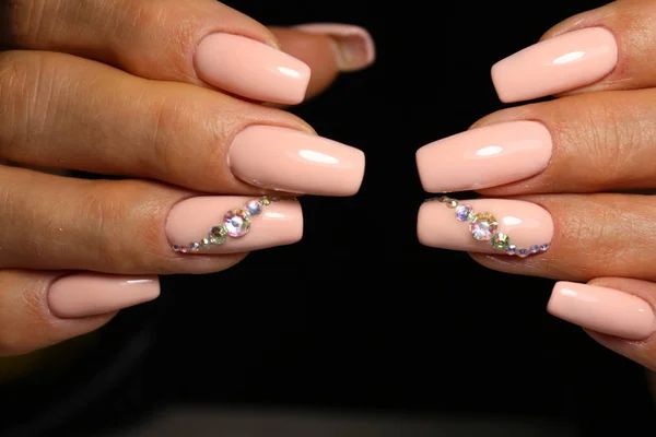 stylish manicure design on beautiful long nails