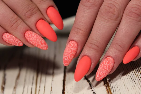 full coral scupltured acrylic with swarovski crystals done on badly bitten  nails hence why they have been kept short. | Salon Geek - Salon  Professionals Forum