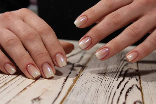 Manicura Francesa Moda Sobre Hermoso Fondo Textural — Foto de Stock