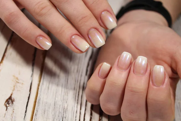 Manicure Francese Alla Moda Bellissimo Sfondo Materico — Foto Stock