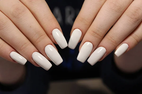 Manicure Branco Moda Pregos Belo Contexto Textural — Fotografia de Stock