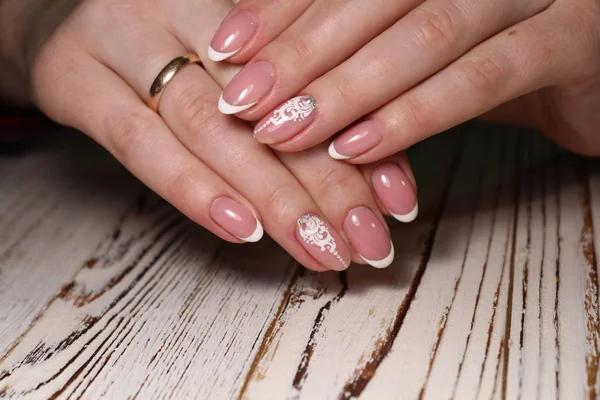 Sexy Frans Manicure Lange Mooie Nagels — Stockfoto