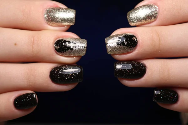 Bella Manicure Glamour Uno Sfondo Texture Alla Moda — Foto Stock