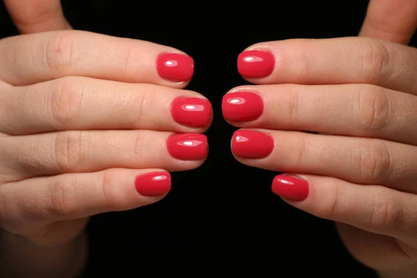 Manicure Vermelho Moda Belos Pregos Longos — Fotografia de Stock