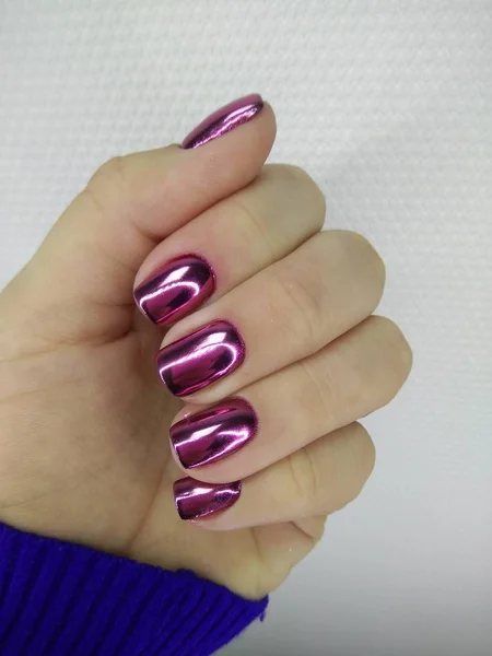 Piękny Manicure Paznokci Tle Modnej Konsystencji — Zdjęcie stockowe