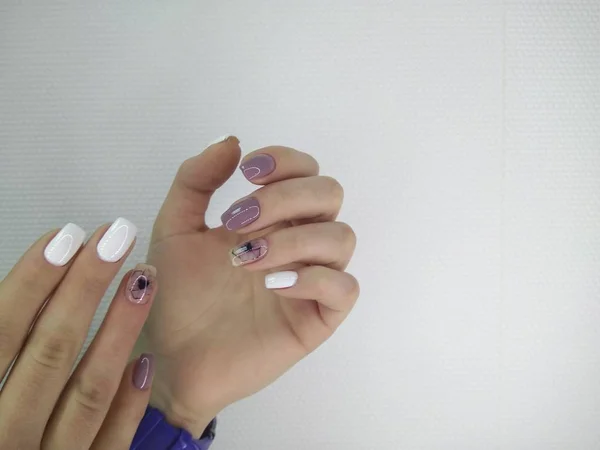 Efektowne Piękny Manicure Tle Modny Tekstury — Zdjęcie stockowe