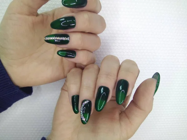 Piękny Manicure Paznokci Tle Modnej Konsystencji — Zdjęcie stockowe