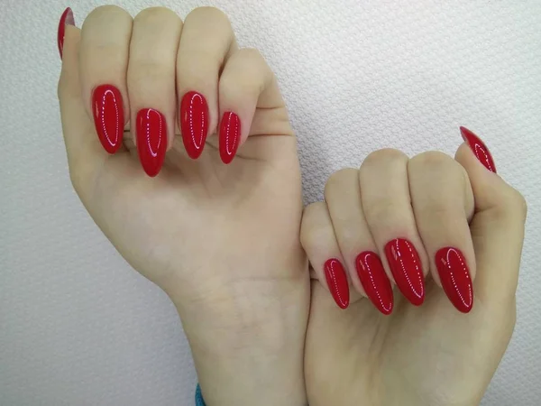 Sexy červená manikúra — Stock fotografie