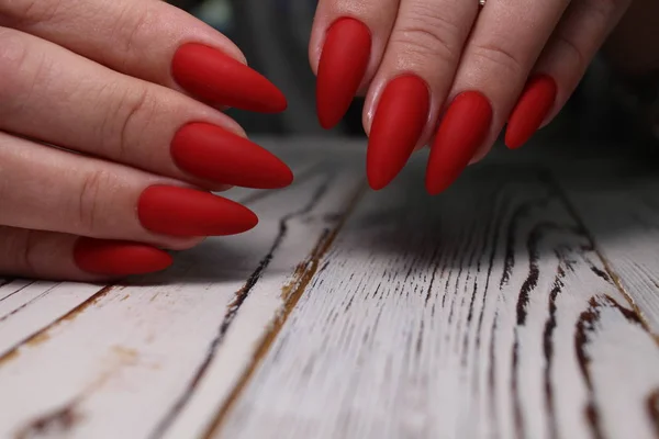 Beautiful nail design on female hands on background. — Stock Photo, Image