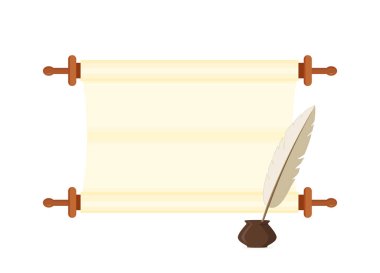 Metin, tüy ve beyaz arka plan üzerinde izole InkWell yeri olan dikey kaydırma