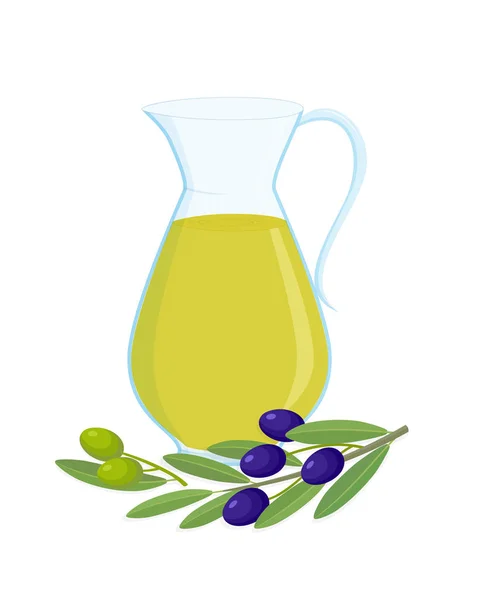 Кувшин оливкового масла и оливкового масла — стоковый вектор