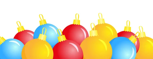 Bolas Natal Coloridas Banner Para Ano Novo Isolado Fundo Branco —  Vetores de Stock