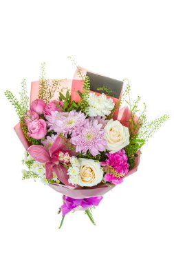 Taze, yemyeşil renkli çiçekler, beyaz arka planda izole edilmiş..